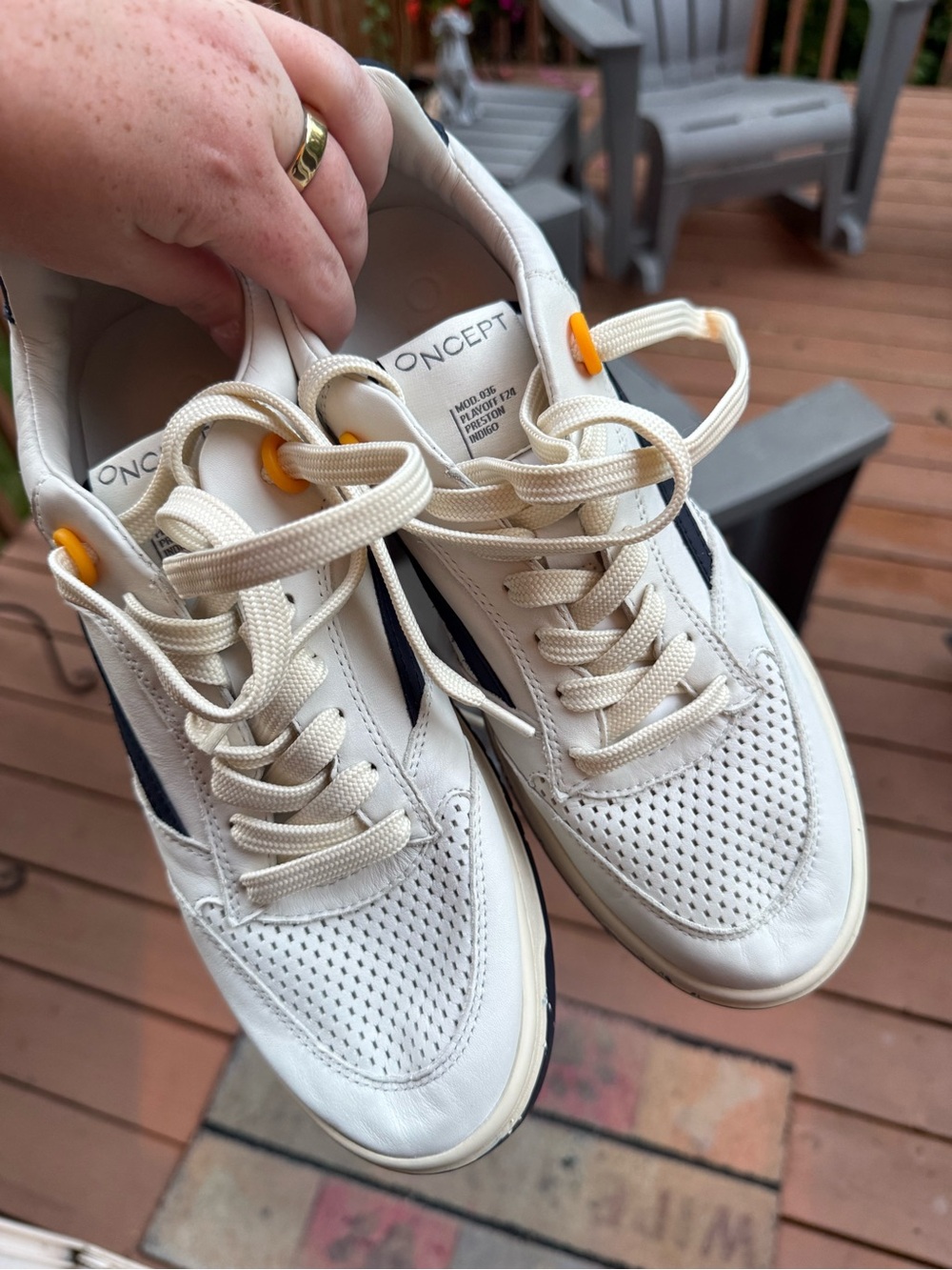 Oncept White Leather Lace-Up Sneakers